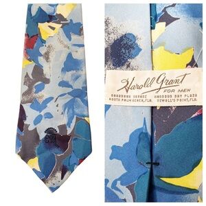Harold Grant Vintage Watercolor Silk Tie Mens Designer